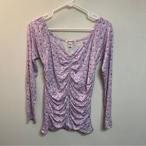 Billabong Lavender Floral Long Sleeve Top Size Large